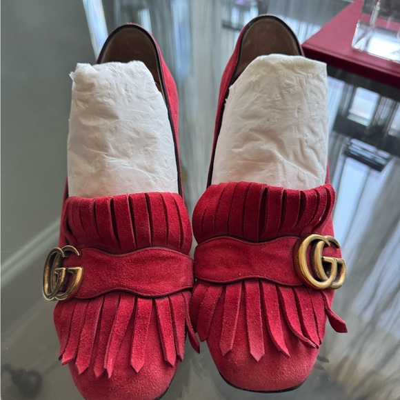 Gucci Shoes - Gucci Women's Red Suede Loafers